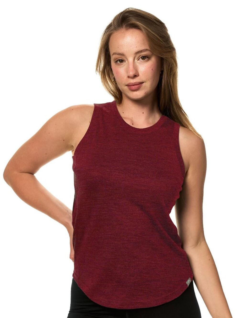 Merino.tech Merino Wool Tank Top Women - Burgundy Highneck